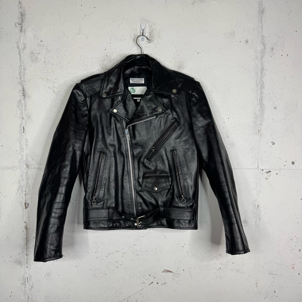 Ginoleathers Vintage Leather Moto Belted Motorcycle Jacket 36